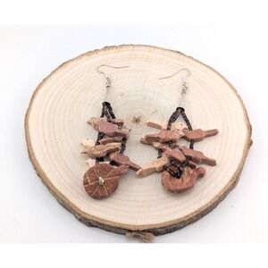 Navajo Animal Carved Fetish Dangle Earrings Jasper Stone Handmade Jewelry **